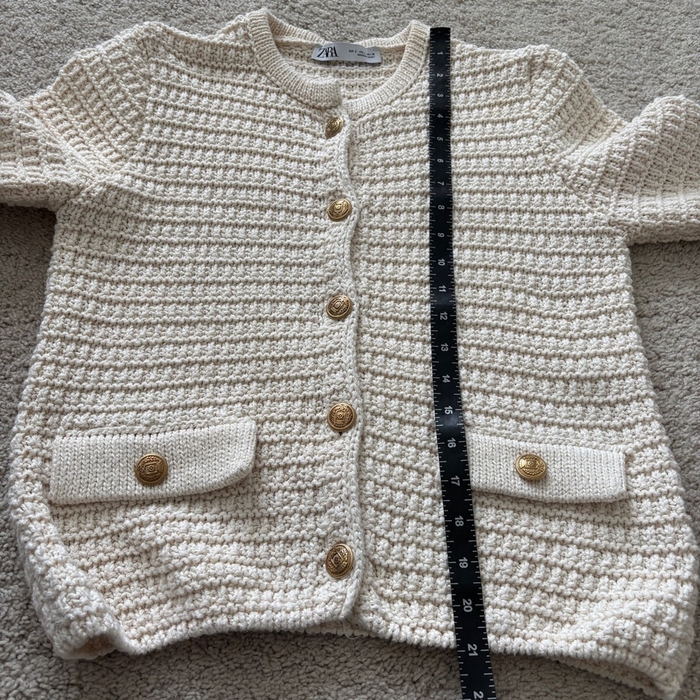 Zara Cream Ecru Textured Knit Cardigan - Picture 8 of 10